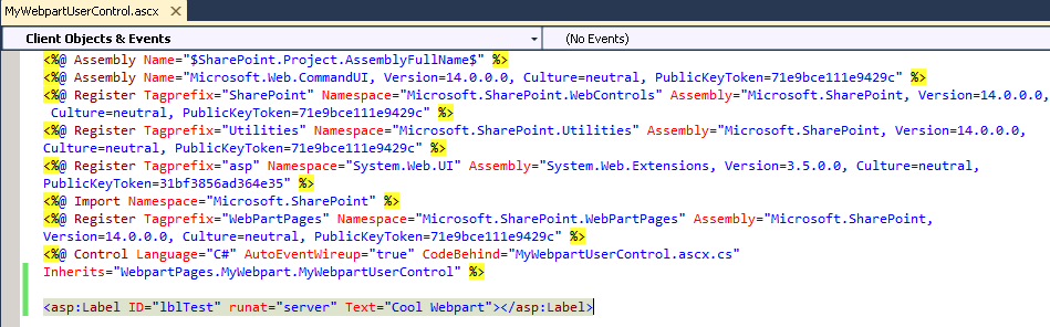 Label control with the text Cool Webpart