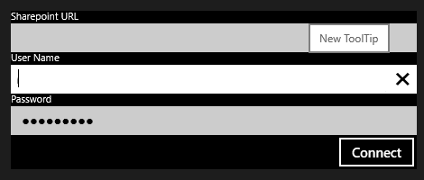 Tooltip showing when hovering over the control