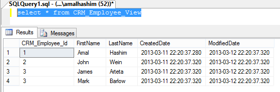 Source view in the CRM database