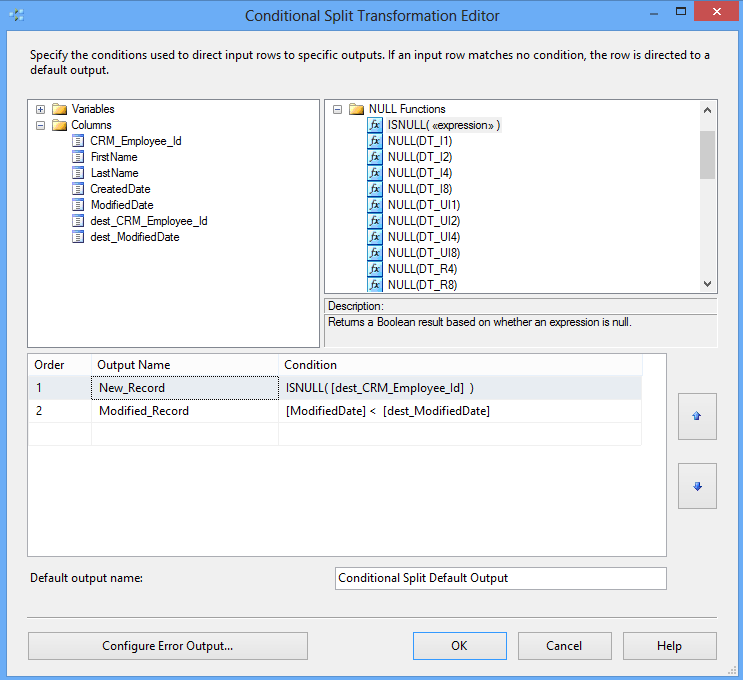 Conditional Split conditions