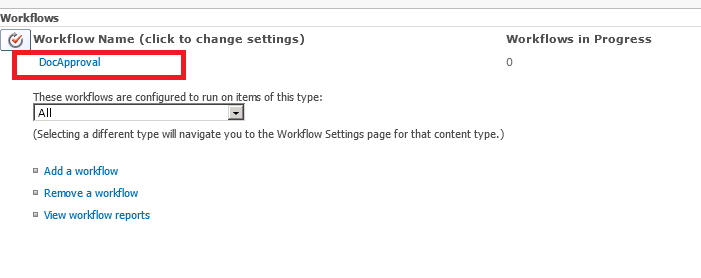 Workflow settings showing the new workflow
