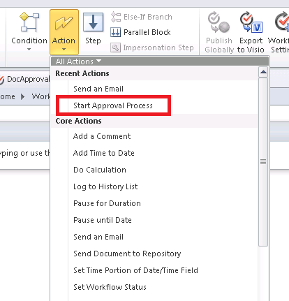 Start Approval Process action