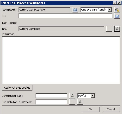 Participants set to Current Item:Approver