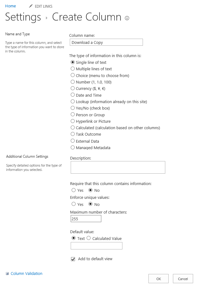 Adding the Download a copy column to the library