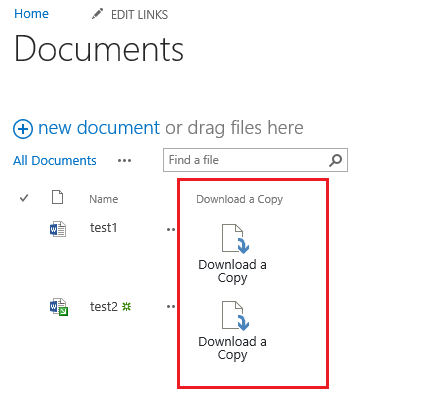 The library with a Download a Copy button on each row