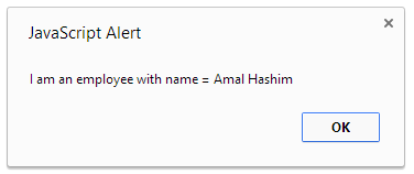 Alert showing the employee name