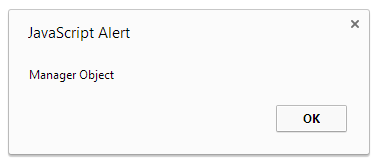 Alert from the overridden whoAmI method on the Manager object